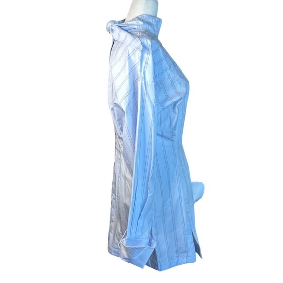 Helsa Stripe Poplin Shirt Dress in Blue Multi Stripe Medium New Womens Mini - Picture 7 of 14